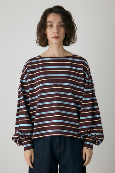 【crie conforto】ボーダーボリュームスリーブプルオーバー  詳細画像