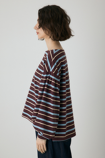 【crie conforto】ボーダーボリュームスリーブプルオーバー  詳細画像