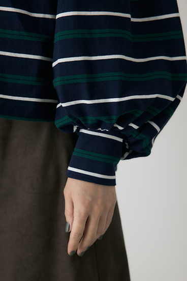 【crie conforto】ボーダーボリュームスリーブプルオーバー  詳細画像