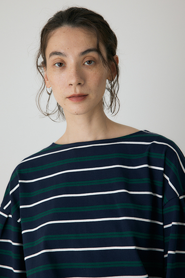 【crie conforto】ボーダーボリュームスリーブプルオーバー  詳細画像