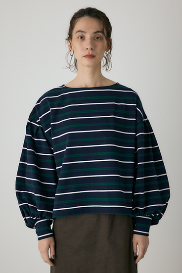 【crie conforto】ボーダーボリュームスリーブプルオーバー  詳細画像