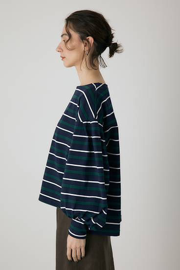 【crie conforto】ボーダーボリュームスリーブプルオーバー  詳細画像