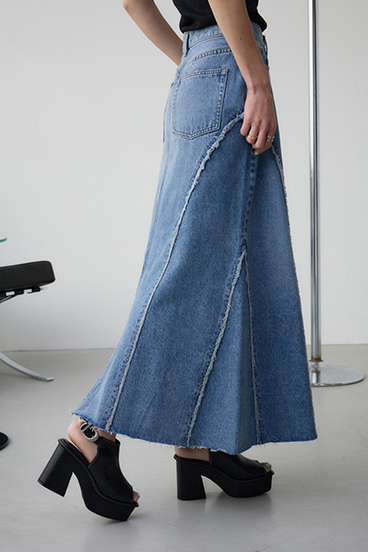 AZUL DENIM フリンジ切替デニムスカート