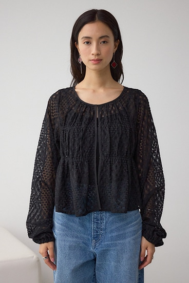 前後2WAY シアージャガードフリルブラウス 詳細画像