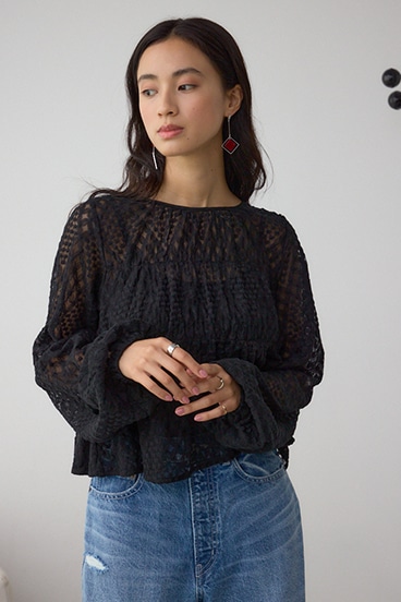 前後2WAY シアージャガードフリルブラウス 詳細画像