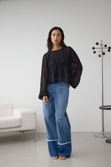 前後2WAY シアージャガードフリルブラウス 詳細画像