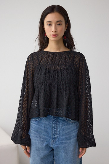 前後2WAY シアージャガードフリルブラウス 詳細画像