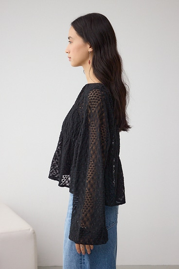 前後2WAY シアージャガードフリルブラウス 詳細画像