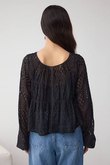 前後2WAY シアージャガードフリルブラウス 詳細画像