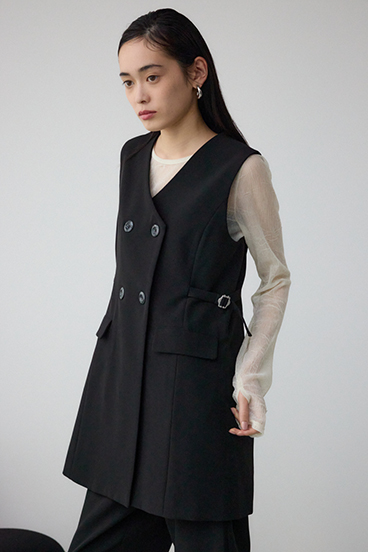 Aラインミディ丈ジレ 詳細画像