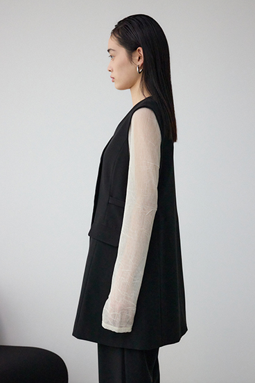 Aラインミディ丈ジレ 詳細画像