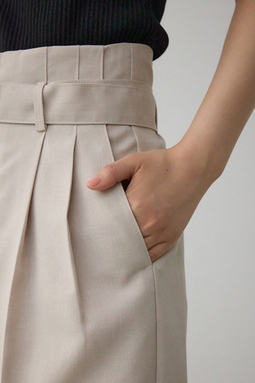 イージーケアリネンライクベルトワイドパンツ 詳細画像