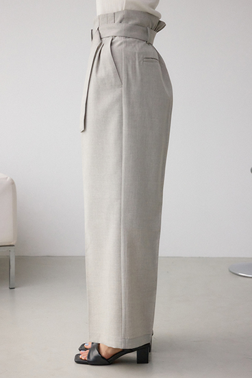 イージーケアリネンライクベルトワイドパンツ 詳細画像