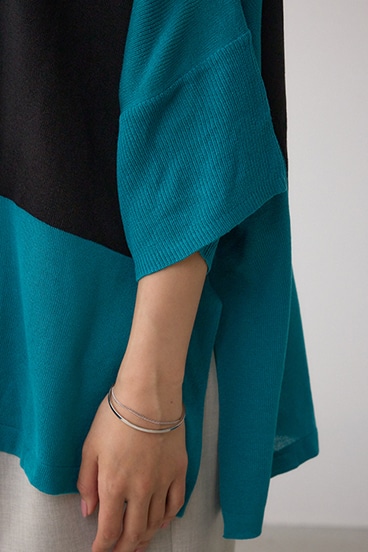 バイカラーワイドルーズニット 詳細画像