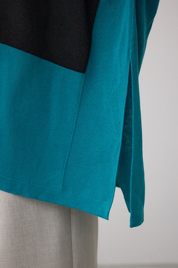 バイカラーワイドルーズニット 詳細画像