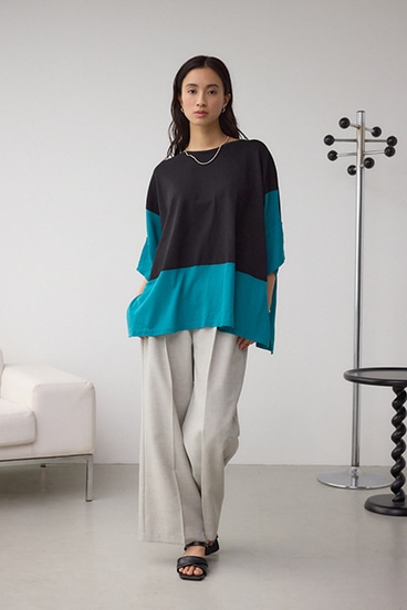 バイカラーワイドルーズニット 詳細画像