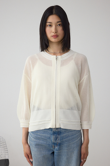 Wジップメッシュニットカーディガン 詳細画像