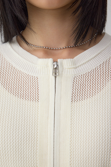 Wジップメッシュニットカーディガン 詳細画像