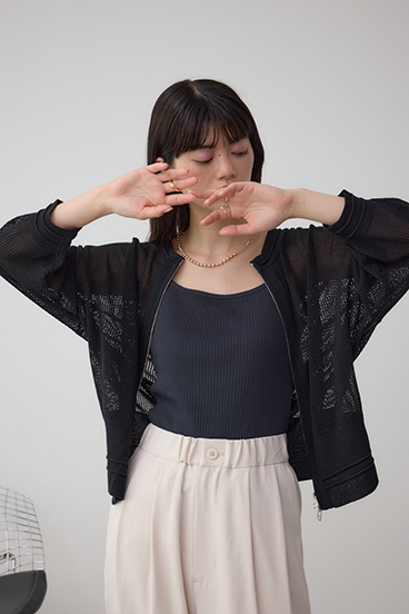 Wジップメッシュニットカーディガン 詳細画像