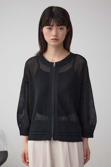 Wジップメッシュニットカーディガン 詳細画像