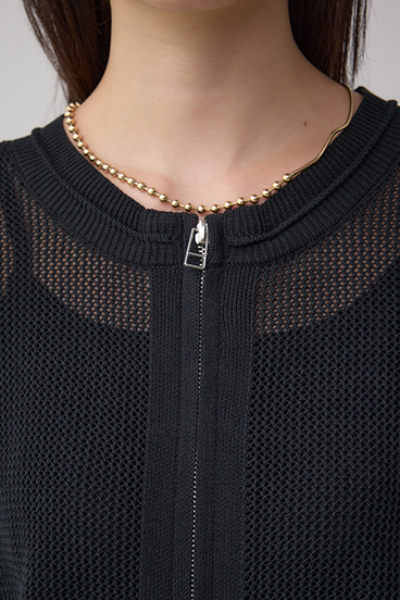 Wジップメッシュニットカーディガン 詳細画像