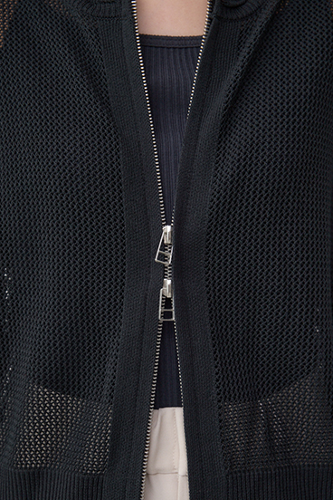 Wジップメッシュニットカーディガン 詳細画像