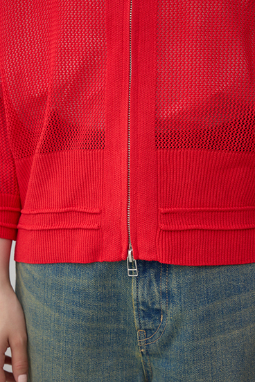 Wジップメッシュニットカーディガン 詳細画像