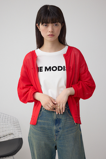 Wジップメッシュニットカーディガン 詳細画像