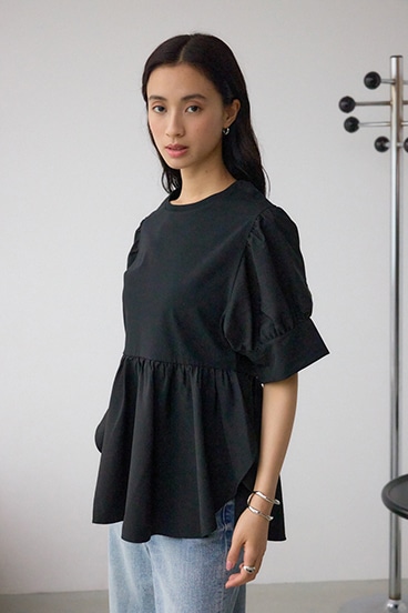 袖カフスペプラムトップス 詳細画像