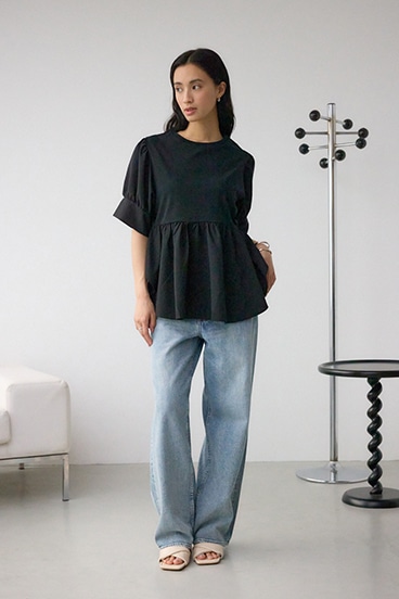 袖カフスペプラムトップス 詳細画像