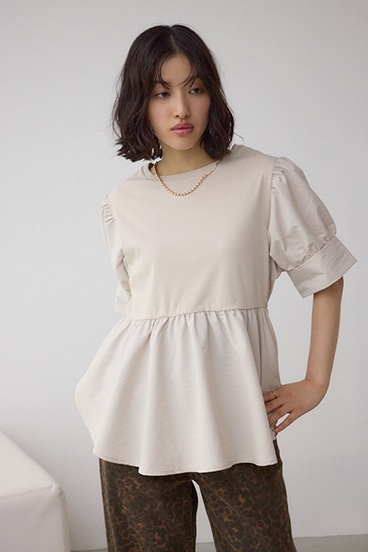 袖カフスペプラムトップス 詳細画像