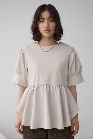 袖カフスペプラムトップス 詳細画像