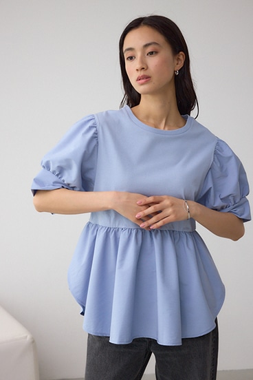 袖カフスペプラムトップス 詳細画像