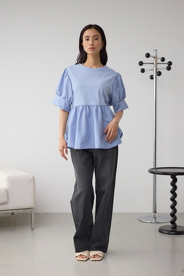 袖カフスペプラムトップス 詳細画像