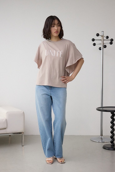 ラッフルスリーブロゴTシャツ 詳細画像