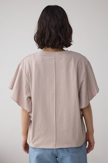 ラッフルスリーブロゴTシャツ 詳細画像
