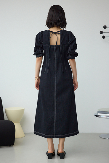 フロントジップ半袖デニムワンピース 詳細画像