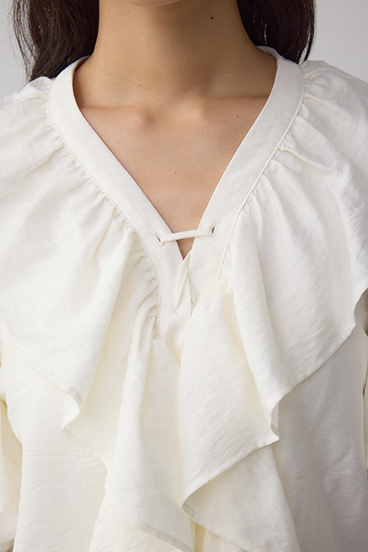 ラッフルフリル5分袖ブラウス 詳細画像