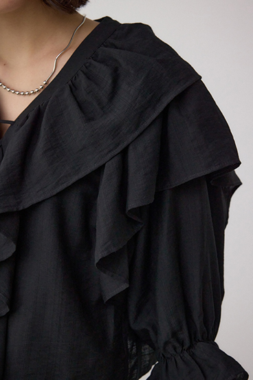 ラッフルフリル5分袖ブラウス 詳細画像