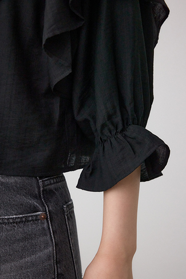 ラッフルフリル5分袖ブラウス 詳細画像