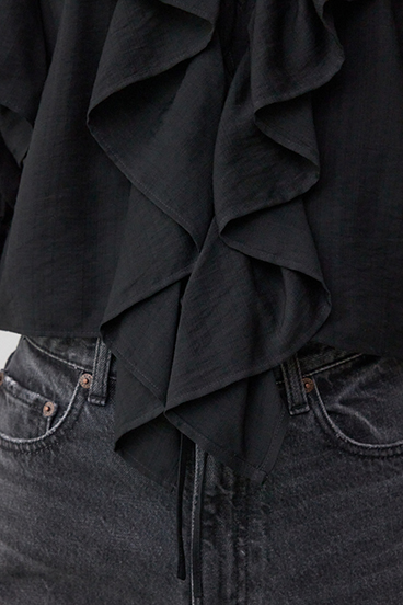 ラッフルフリル5分袖ブラウス 詳細画像