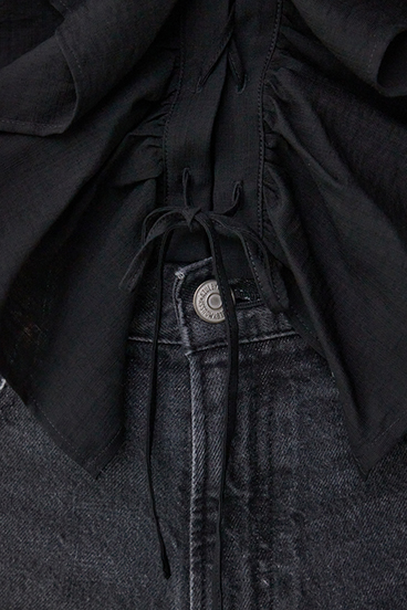 ラッフルフリル5分袖ブラウス 詳細画像