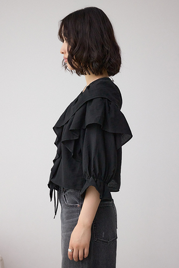 ラッフルフリル5分袖ブラウス 詳細画像