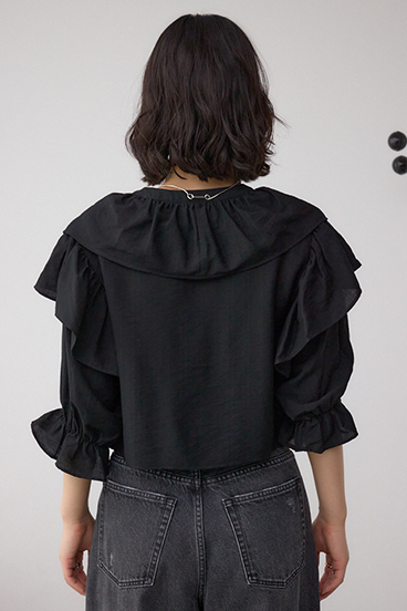 ラッフルフリル5分袖ブラウス 詳細画像