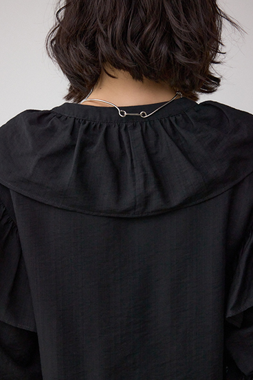 ラッフルフリル5分袖ブラウス 詳細画像