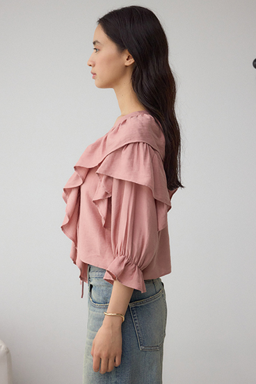 ラッフルフリル5分袖ブラウス 詳細画像