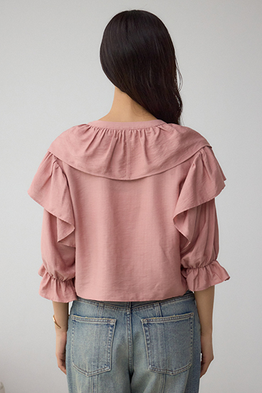 ラッフルフリル5分袖ブラウス 詳細画像