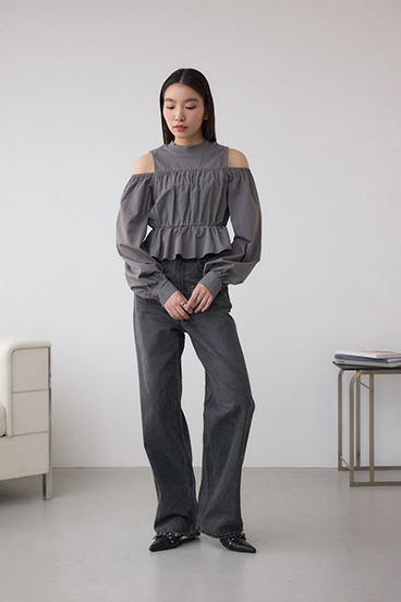 オフショルレイヤードブラウス 詳細画像