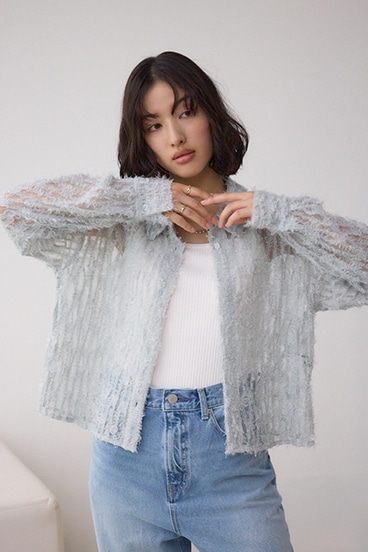 シアーチュールフリンジシャツ 詳細画像
