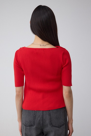 ドレープデザイン5分袖リブニット 詳細画像